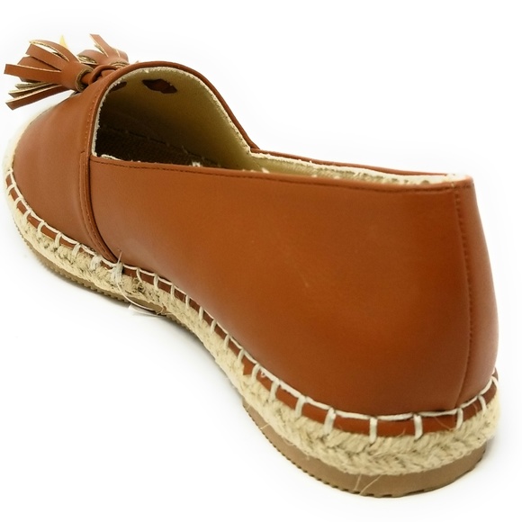 Women Espadrille Flats with Tassels, E-2605, Camel - Picture 3 of 4